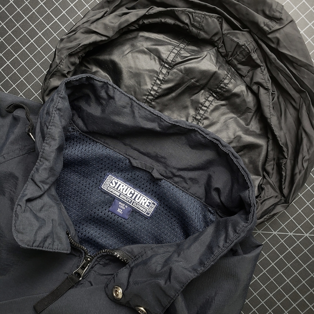 Structure Windbreaker Jacket - Dark Navy - Vintag… - image 8